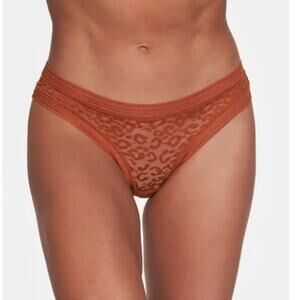 Frederick’s of Hollywood Demi Leopard Mesh Thong Panty Lingerie Bombay Brown 1X